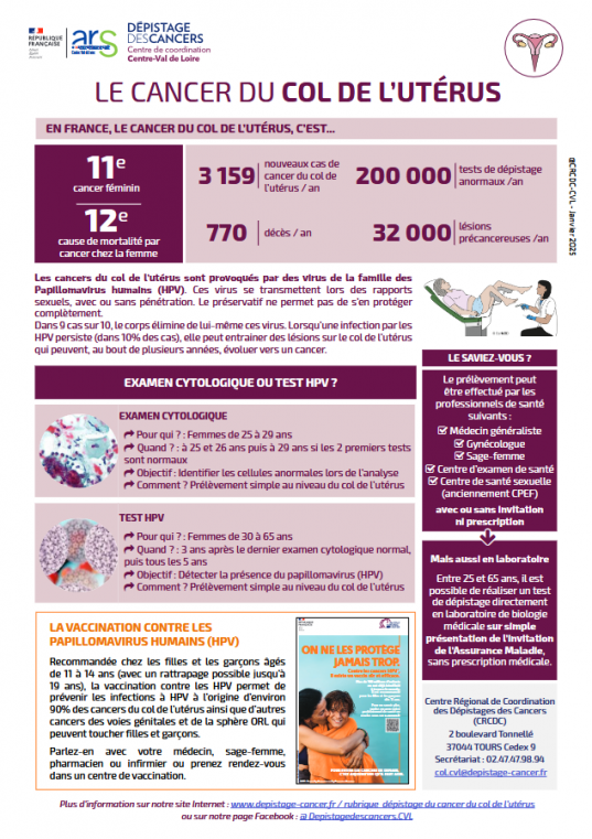 Infographie DEPISTAGE CANCER UTERUS